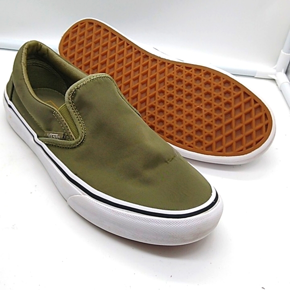vans slip ons green